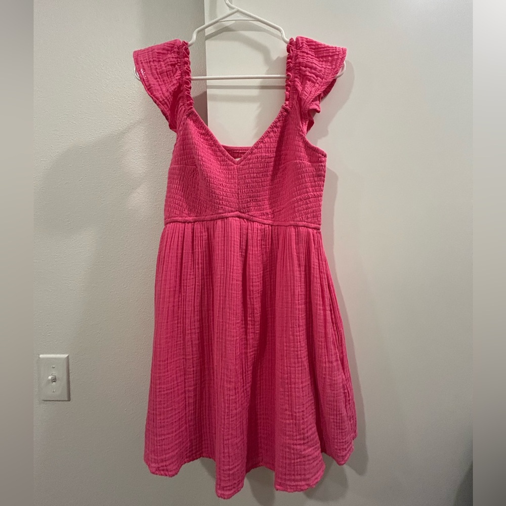 Hollister Size M Pink Ruffled Smocked Romper Dress